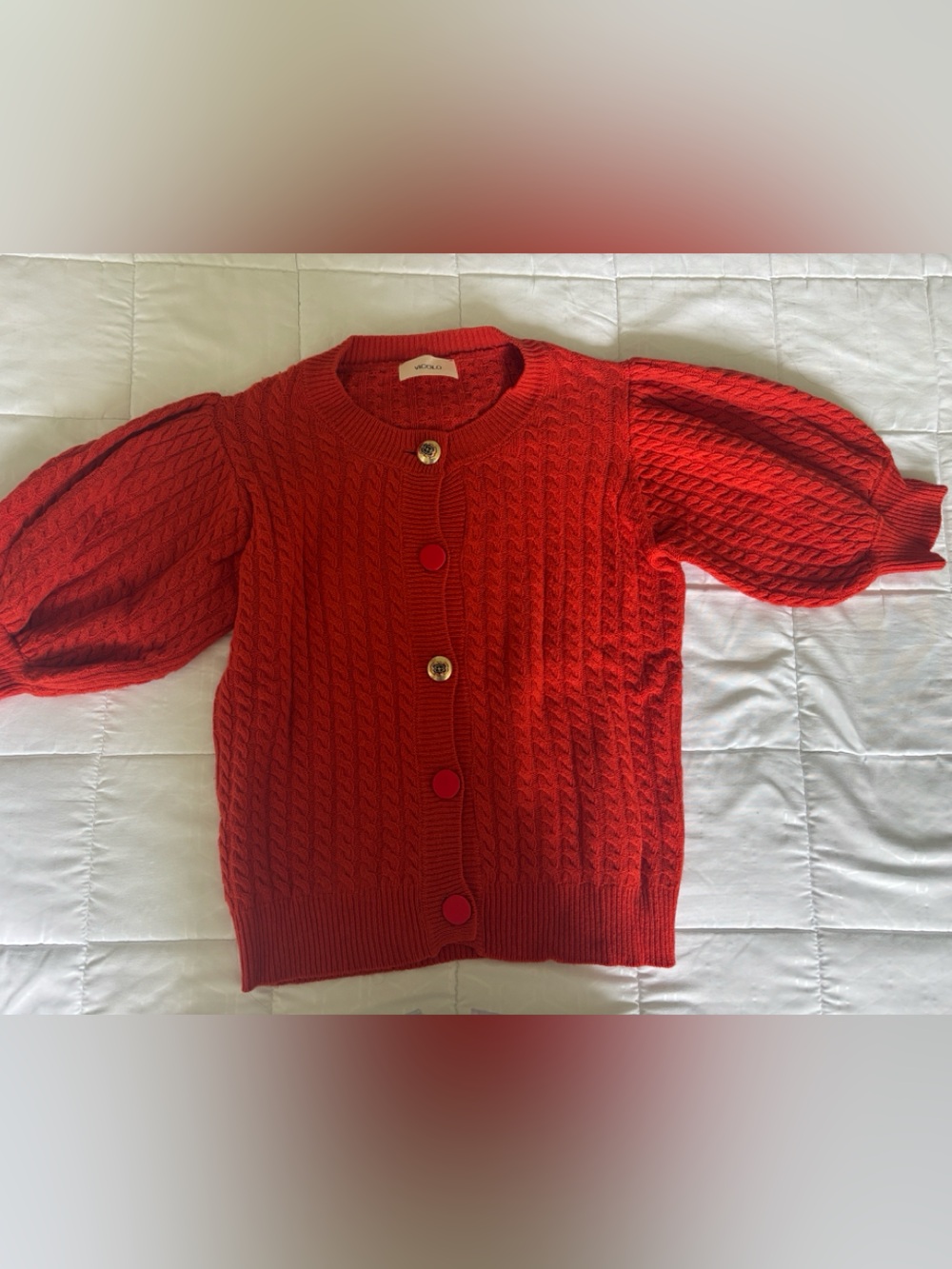 Red short sleeve cardigan